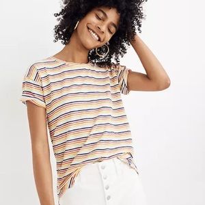 Madewell Rainbow Stripe Whisper Cotton Crewneck